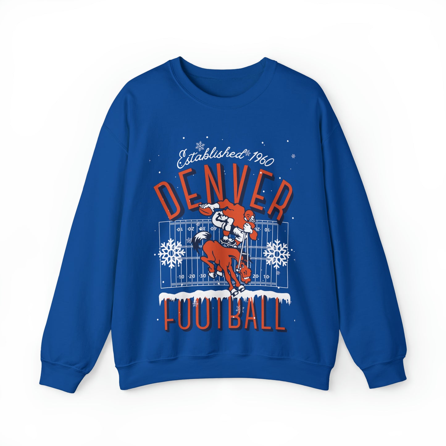 Denver Broncos Holiday Crewneck Sweatshirt - Vintage Christmas Colorado NFL Football Hoodie - Men's & Women's Winter Apparel