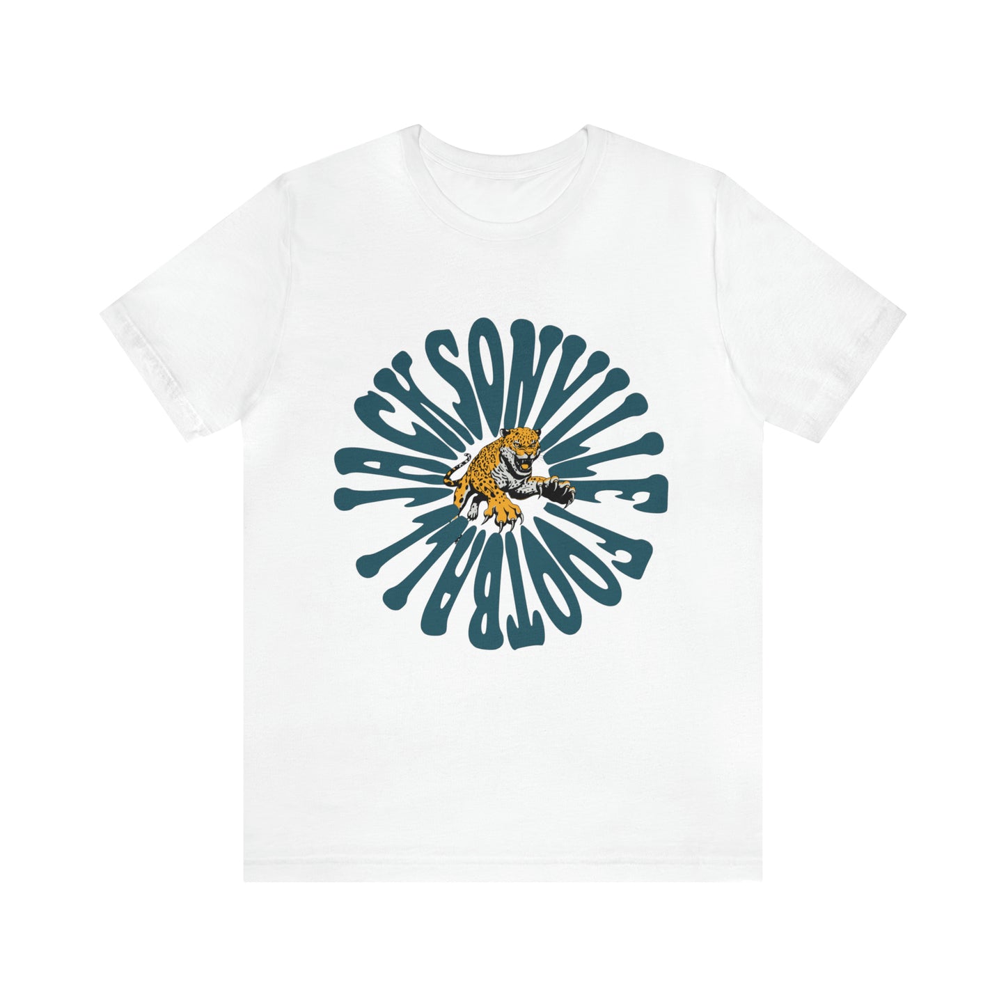 Jacksonville Jaguars Short Sleeve T-Shirt - Hippy Retro NL Football Oversized Tee - Vintage Men's & Women's T-Shirt - Design 2
