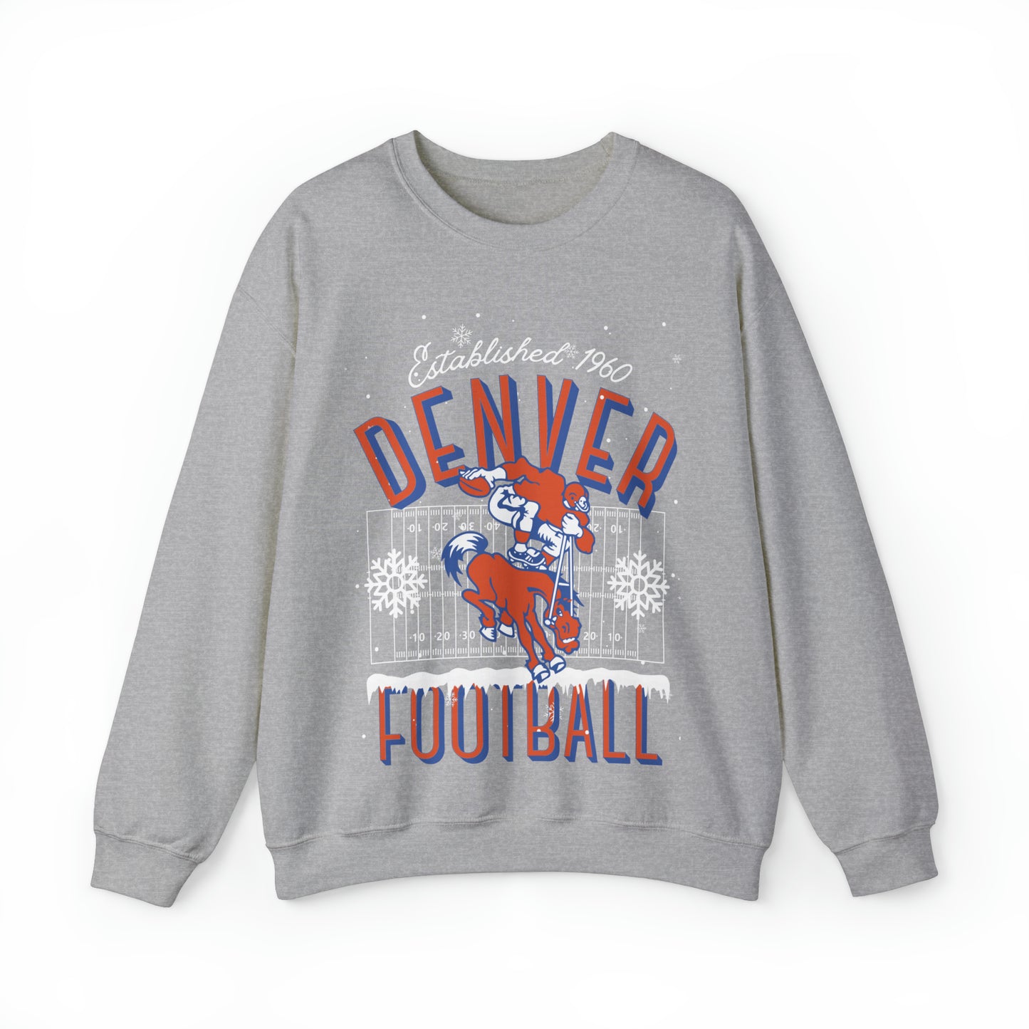 Denver Broncos Holiday Crewneck Sweatshirt - Vintage Christmas Colorado NFL Football Hoodie - Men's & Women's Winter Apparel