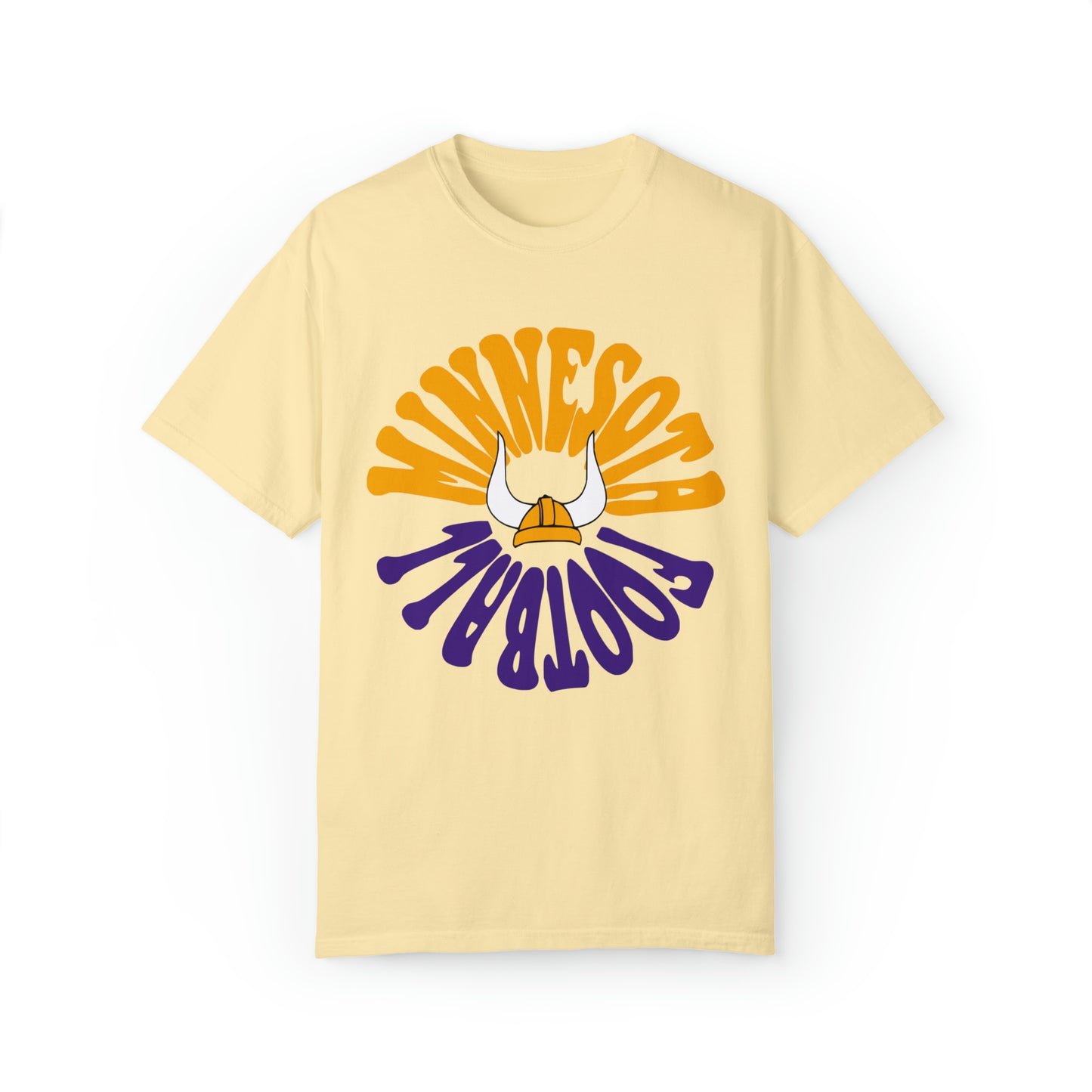 Comfort Colors Hippy Retro Minnesota Vikings NFL Football Tee - Short Sleeve T-Shirt Unisex Men's Women's Oversized Apparel - Design 2