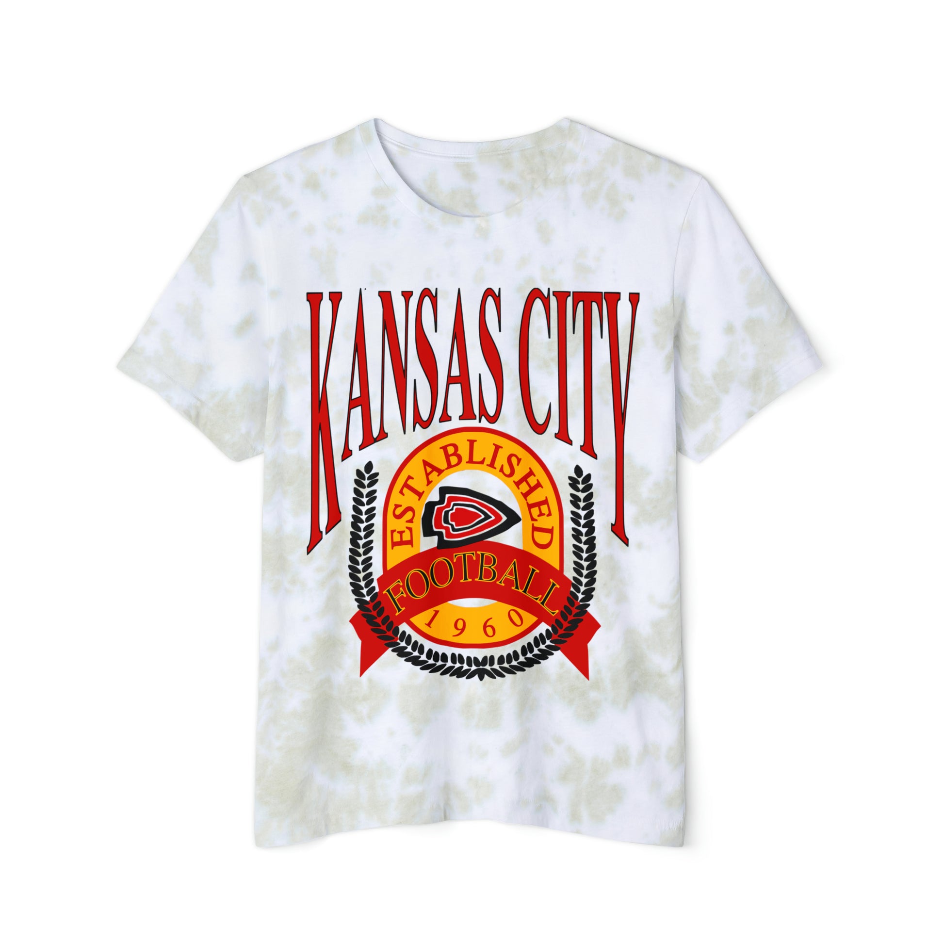 Tie Dye Kansas City Chiefs T-Shirt - Acid Wash Oversized Chiefs Tee - Men's & Women's Retro Football Short Sleeve Tee - Design 1