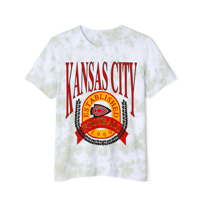 Tie Dye Kansas City Chiefs T-Shirt - Acid Wash Oversized Chiefs Tee - Men's & Women's Retro Football Short Sleeve Tee - Design 1