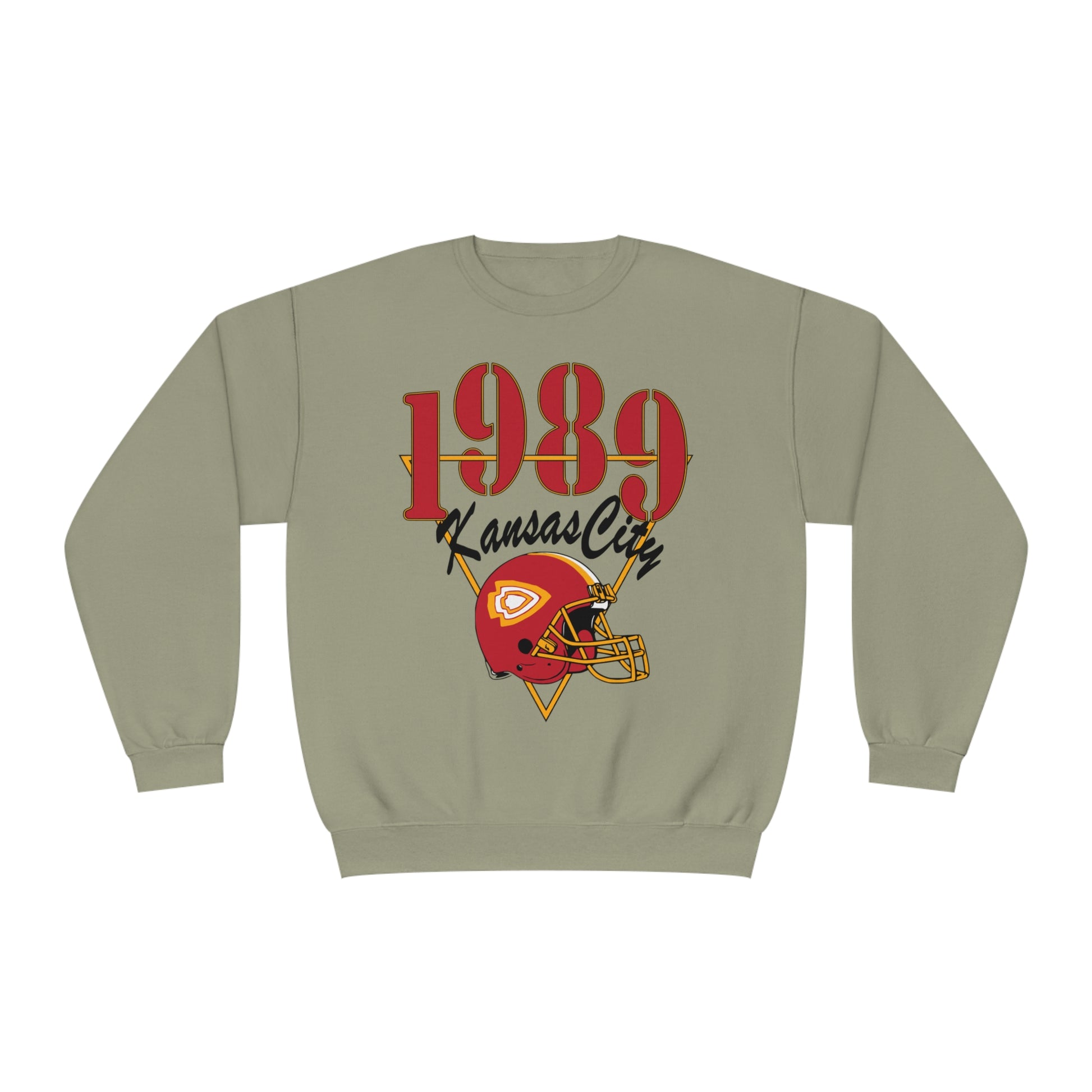 1989 Kansas City Chiefs Football Crewneck Sweatshirt - Vintage Retro Arrowhead Style - 1989 Version Chiefs Taylor Swift Khaki