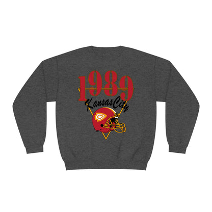 1989 Kansas City Chiefs Football Crewneck Sweatshirt - Vintage Retro Arrowhead Style - 1989 Version Chiefs Taylor Swift gray Dark heather