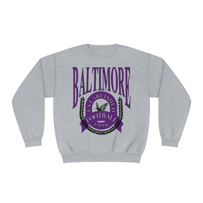 Baltimore Ravens Crewneck Sweatshirt - Vintage NFL Football Ravens Hoodie - Retro Men's & Women's Sweatshirt - Design 1