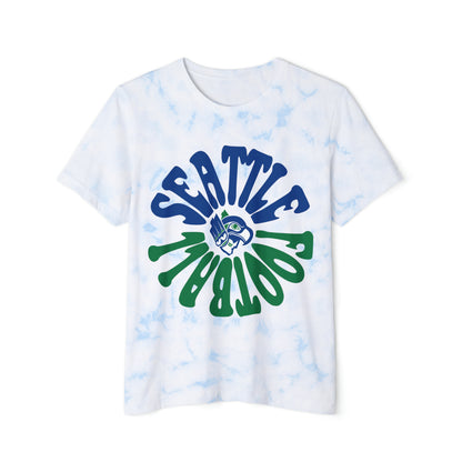 Tie Dye Hippy Retro Seattle Seahawks Short Sleeve T-Shirt - Vintage Style Football Tee - Design 2