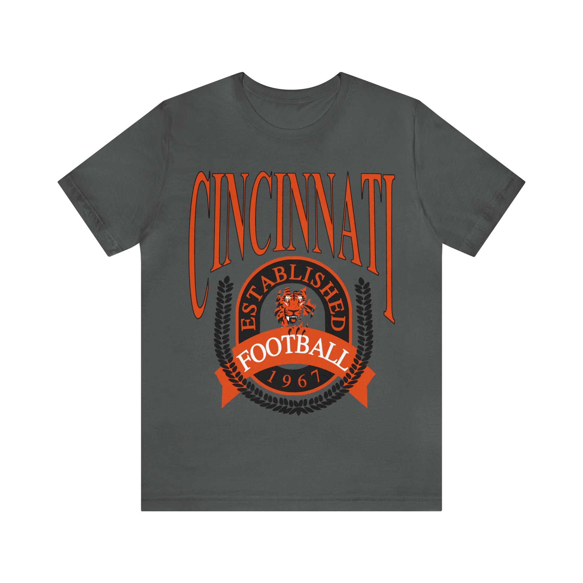 Cincinnati Bengals T-Shirt - Vintage Short Sleeve Bengals Tee - NFL Football Oversized Unisex, Men's & Women's Apparel - Design 1 gray