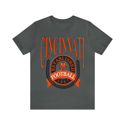 Cincinnati Bengals T-Shirt - Vintage Short Sleeve Bengals Tee - NFL Football Oversized Unisex, Men's & Women's Apparel - Design 1 gray