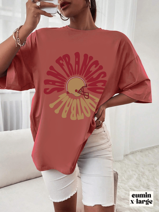 Comfort Colors Hippy San Francisco 49ERS NFL Football Tee - Short Sleeve T-Shirt Unisex Men's Women's Oversized Apparel - Design 2
