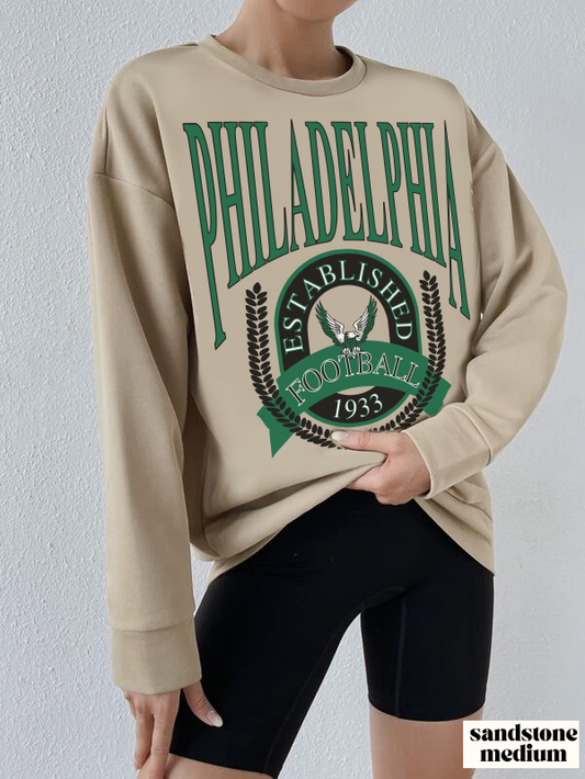 Green Throwback Philadelphia Eagles Crewneck - Vintage Unisex Football Sweatshirt - Men's & Women's 90's Oversized Hoodie - Design 1