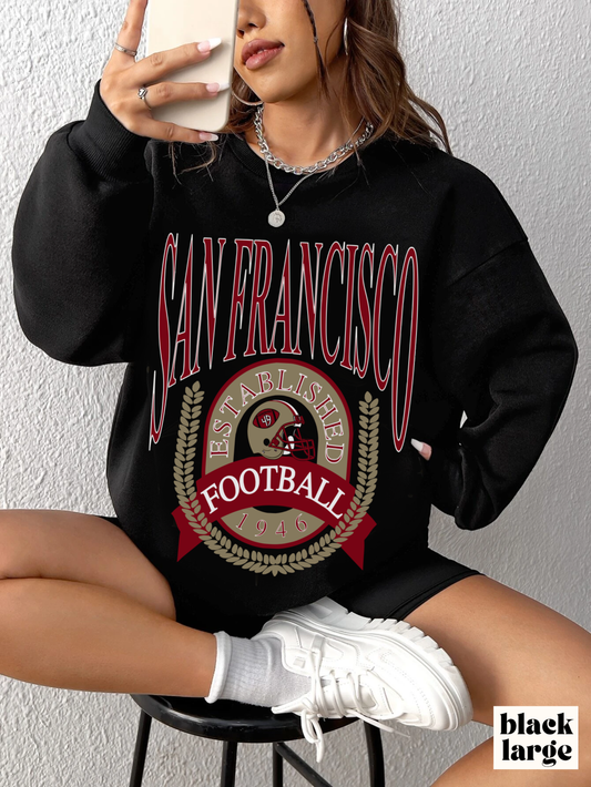 Vintage San Francisco 49ERS Football Crewneck Sweatshirt - Men's & Women's Unisex Retro Long Sleeve Oversized Hoodie - Design 1