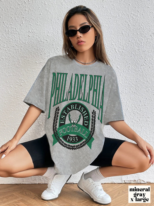 Green Rock N' Roll Philadelphia Eagles Football Hippy Style Tie Dye Short Sleeve T-Shirt - Men's & Women's Unisex Mineral T-Shirt - D
