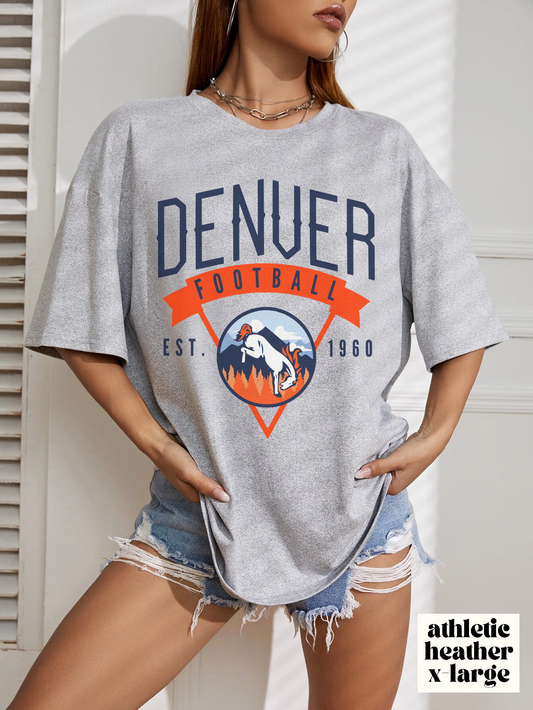 Vintage Denver Broncos Crewneck Tee - Hippy Colorado Football Apparel - Men's & Women's Unisex Sizing - Design 1