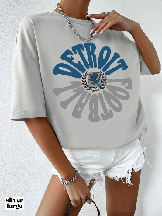 Hippy Style Detroit Lions Football Short Sleeve T-Shirt - Men's & Women's Oversized Tee - Design 2