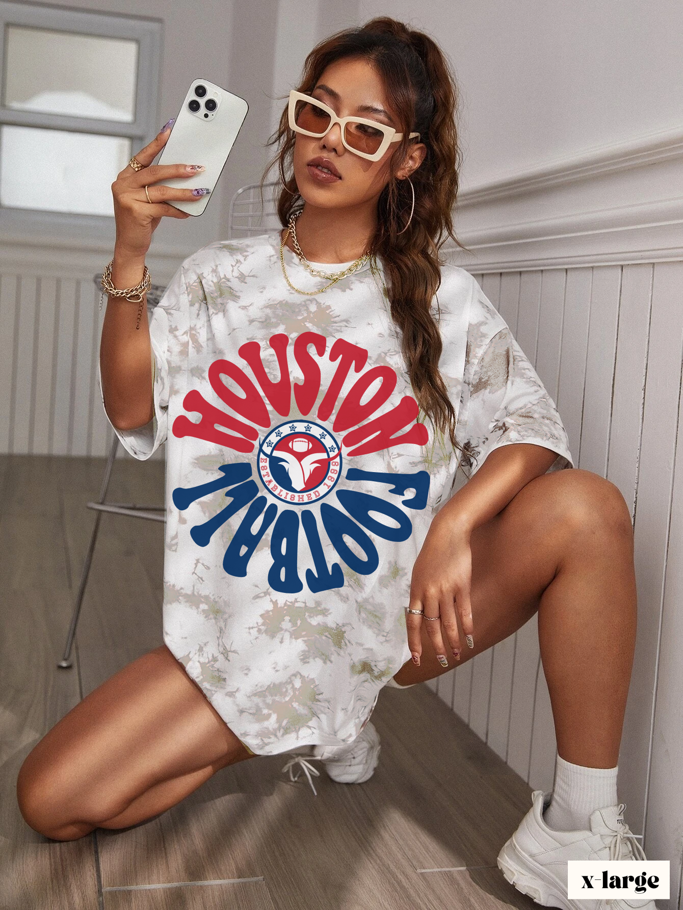 Tie Dye Hippy Houston Texans - Retro Houston Football Short Sleeve Shirt - Men's Women's Kids Apparel - Design 2