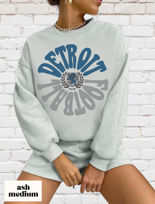 Hippy Style Detroit Lions Football Crewneck Sweatshirt - Men's & Women's Unisex Apparel - Design 2