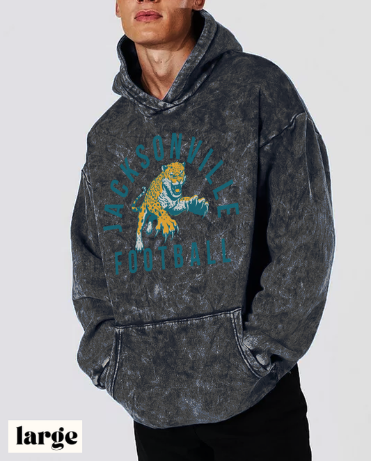 Jacksonville Jaguars Mineral Wash Hoodie - NFL Football Oversized Tie Dye Hooded Sweatshirt - Design 3