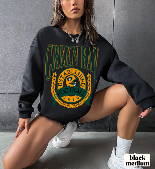 Throwback Green Bay Packers Football Sweatshirt - Vintage Unisex Retro Crewneck - Men's Women's Design 1