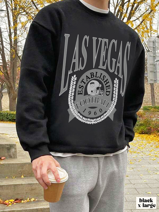 Black Vintage Las Vegas Raiders Football Sweatshirt - Retro Style NFL Unisex Crewneck Hoodie - Design 1