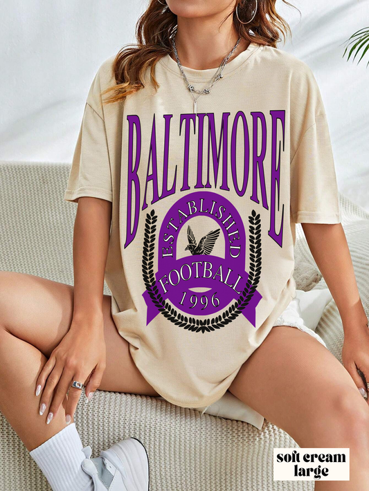 Baltimore Ravens T-Shirt Lamar Jackson, OBJ, Odell Beckham Jr, Men's, Women's, Lamar Jackson, Vintage, Retro, Short Sleeve, The Dallas Family, Etsy, The Dallas Family, Oversized, Cute, Affordable, Retro, Cheap, Soft, Flowy, Tan Beige