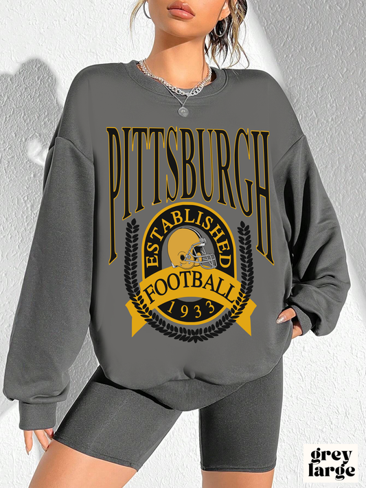 Comfort Colors - Pittsburgh Steelers Football Crewneck NFL Sweatshirt - Yellow and Black - Design 1