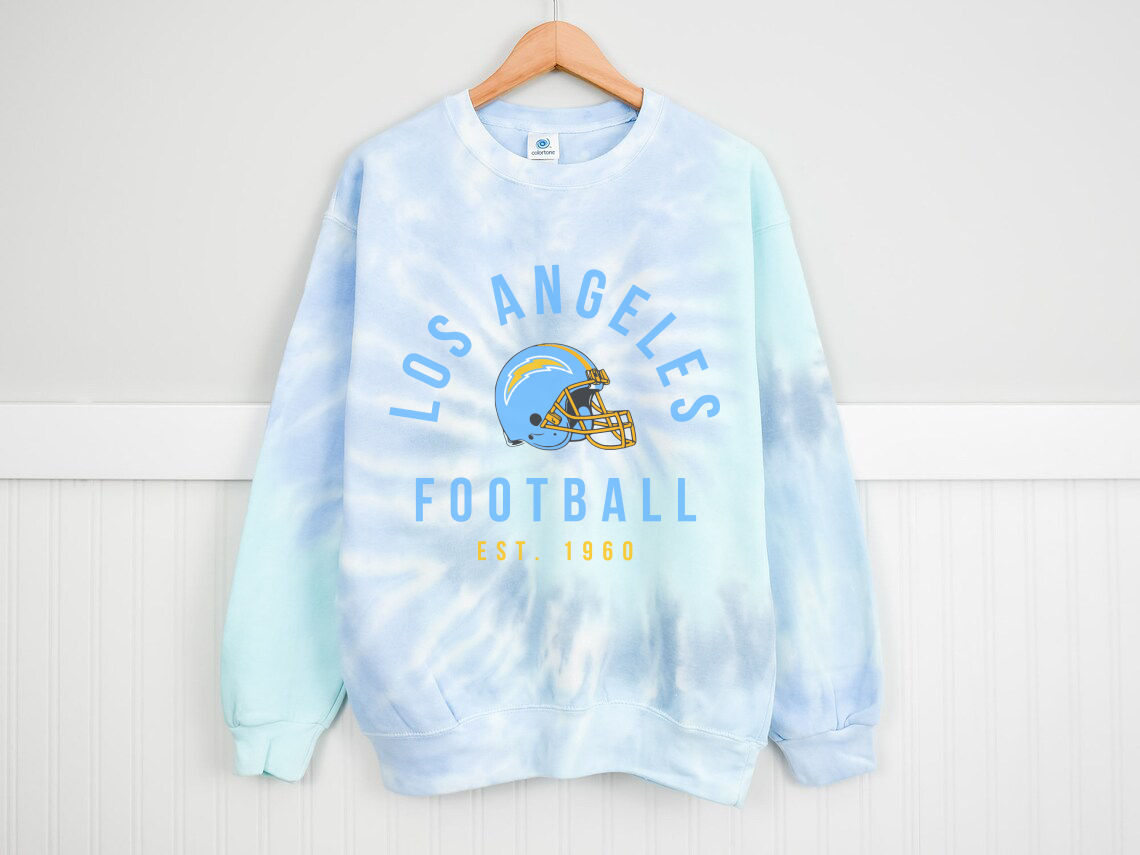 Tie Dye Vintage Los Angeles Chargers Crewneck Sweatshirt - Vintage California Football Sheep Style Apparel - Design 3