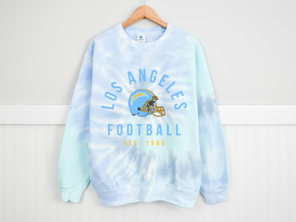 Tie Dye Vintage Los Angeles Chargers Crewneck Sweatshirt - Vintage California Football Sheep Style Apparel - Design 3