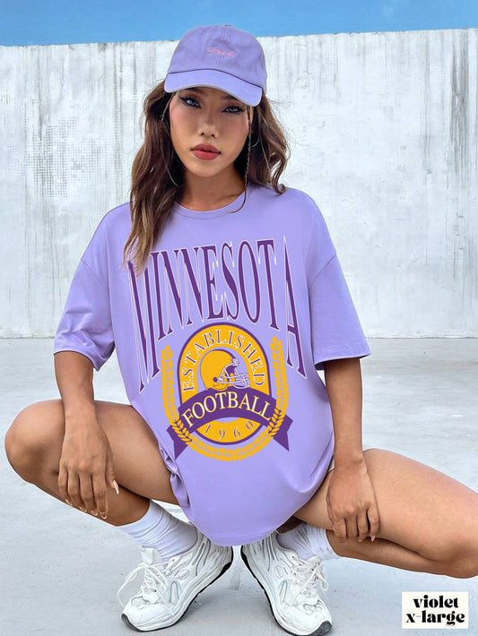 Comfort Colors Throwback Vintage Minnesota Vikings NFL Football Tee - Short Sleeve T-Shirt Unisex Men's Women's Oversized Apparel - Design 1