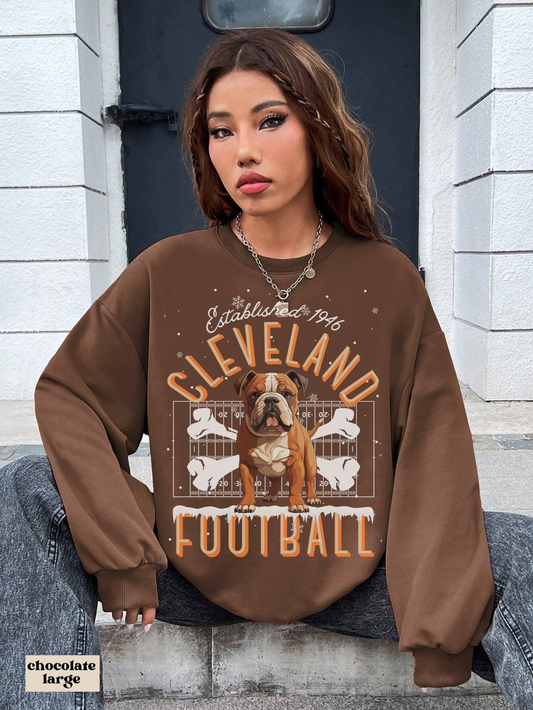 Cleveland Browns Christmas Crewneck Sweatshirt - Vintage Winter Dawg Pound  NFL Football Hoodie - Men's & Women's Unisex Sweatshirt