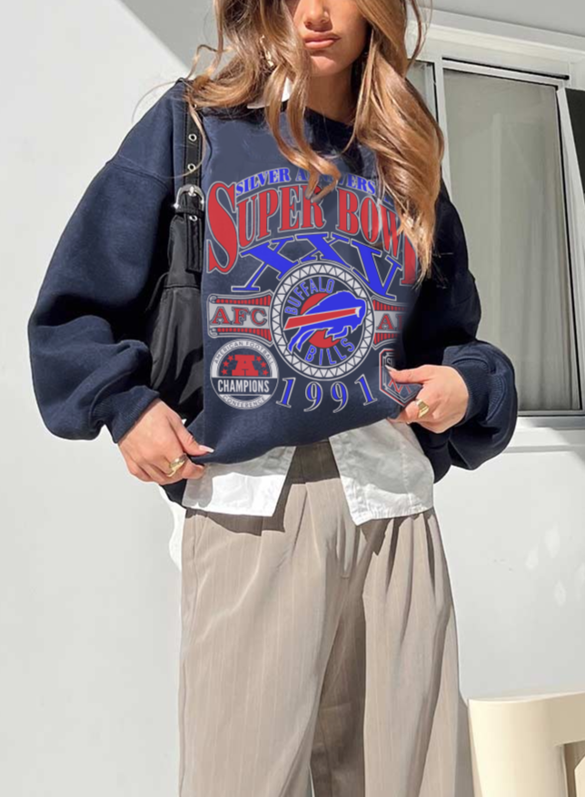 Vintage Buffalo Bills Super Bowl XXV 1991 Crewneck Sweatshirt Vintage Unisex AFC Championship Men s Women s Football Apparel