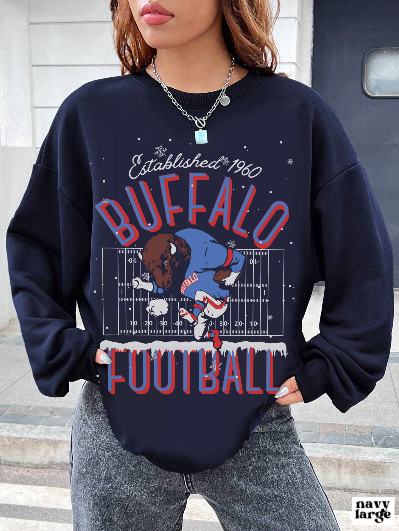 Vintage Buffalo Bills Crewneck Sweatshirt Winter Holiday Hoodie Christmas NFL Football Men's Women's Bills Sweatshirt