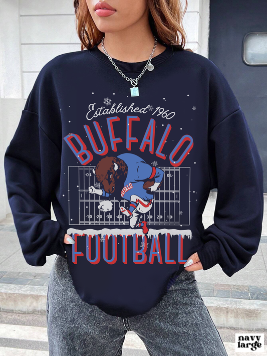 Vintage Buffalo Bills Crewneck Sweatshirt - Winter Holiday Hoodie Christmas NFL Football - Men's Women's Bills Sweatshirt