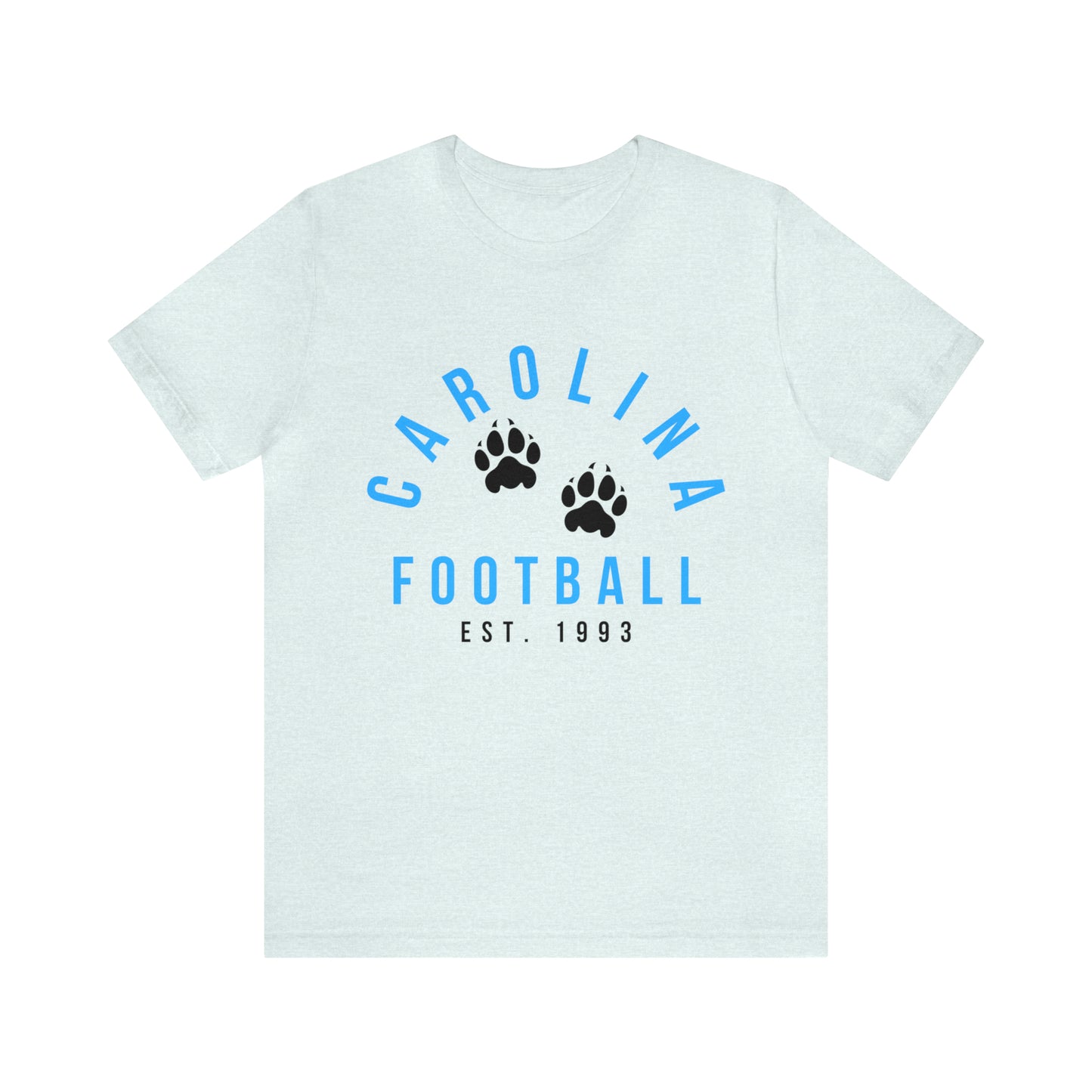 Vintage Carolina Panthers T-Shirt - Retro Short Sleeve Tee NFL Football Oversized Apparel - Vintage Men's and Women's - Design 4 Light Blue Turquoise Aqua