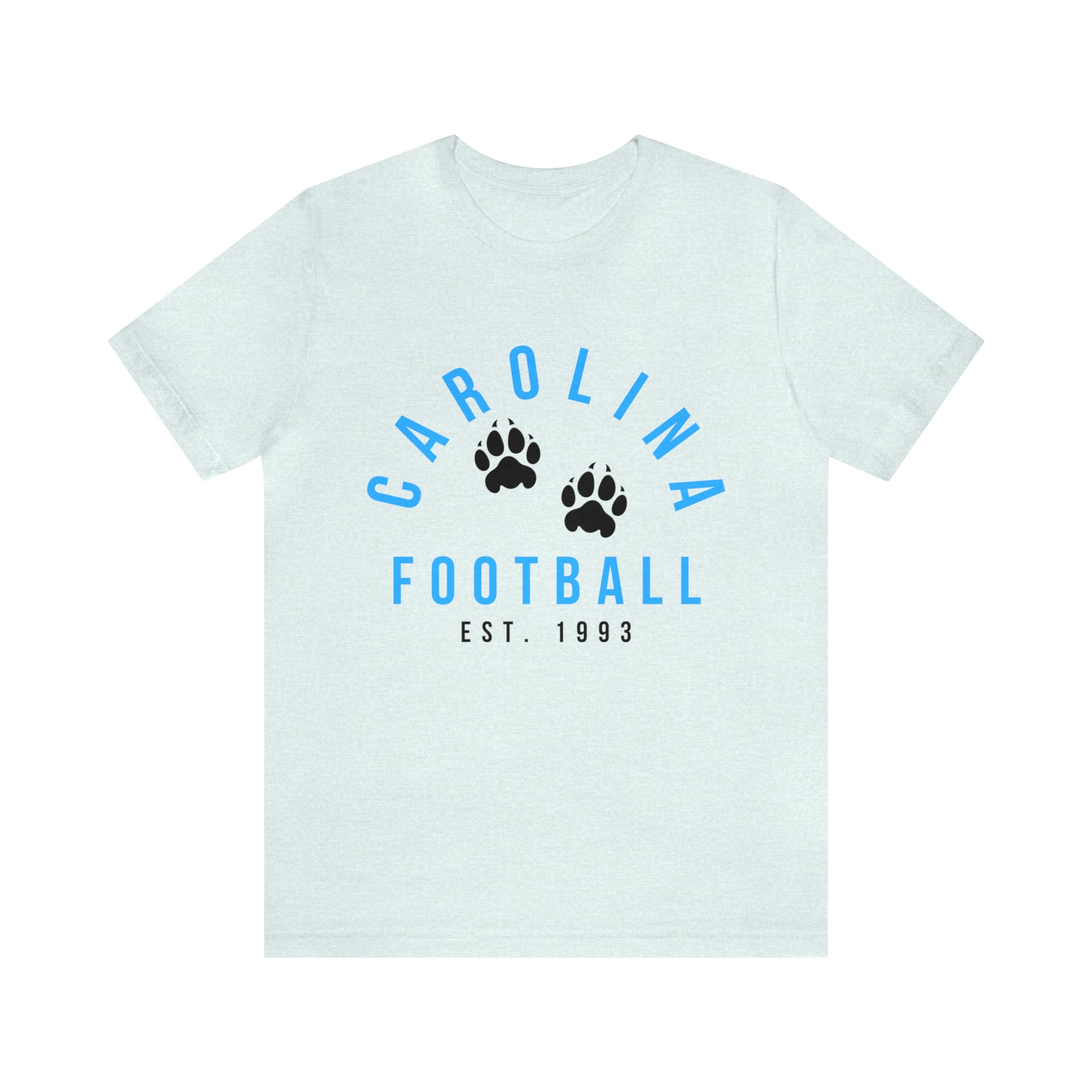 Vintage Carolina Panthers T-Shirt - Retro Short Sleeve Tee NFL Football Oversized Apparel - Vintage Men's and Women's - Design 4 Light Blue Turquoise Aqua