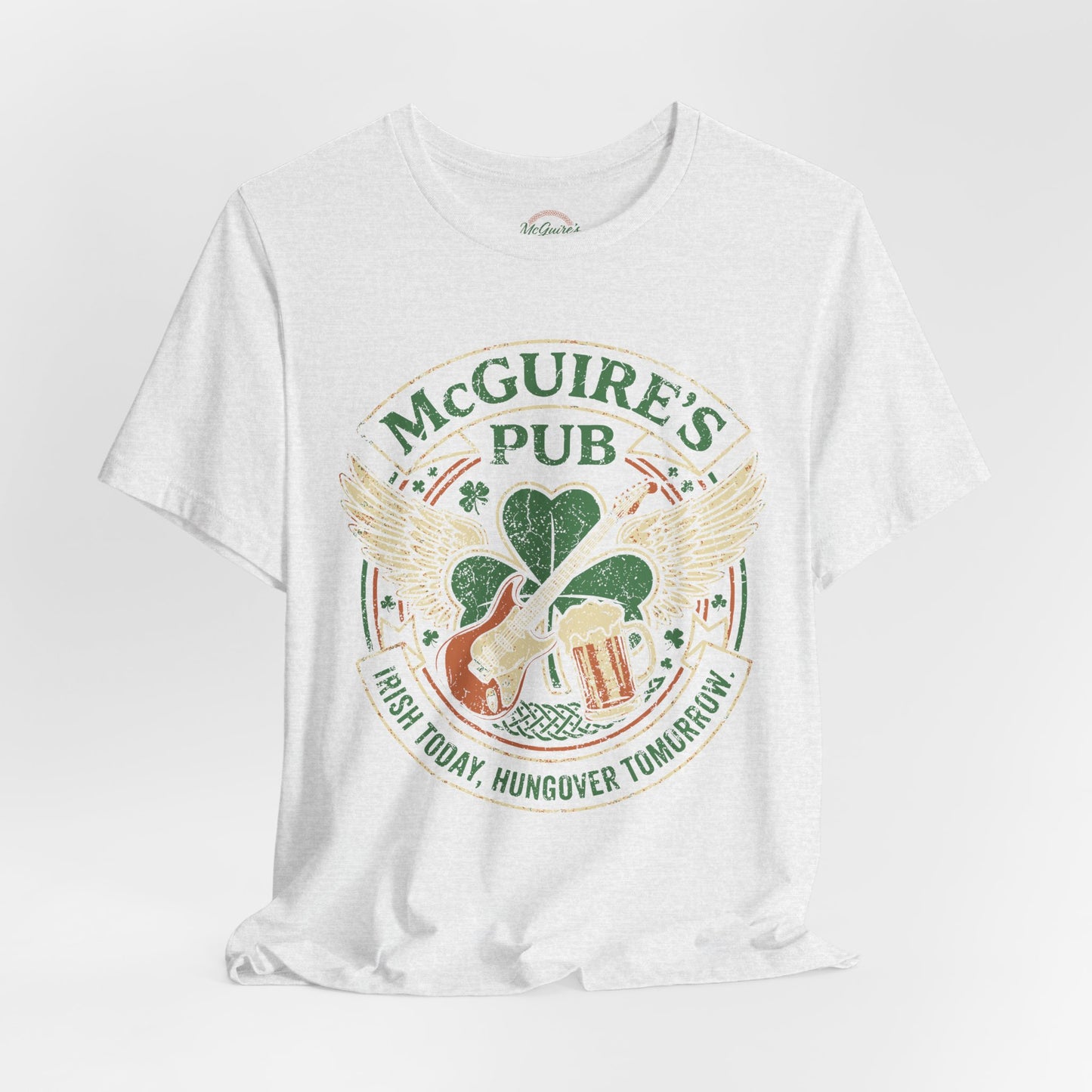 Rock N Roll Men's Unisex McGuire's Vintage Shamrock T-Shirt - McGuire's Pub Logo