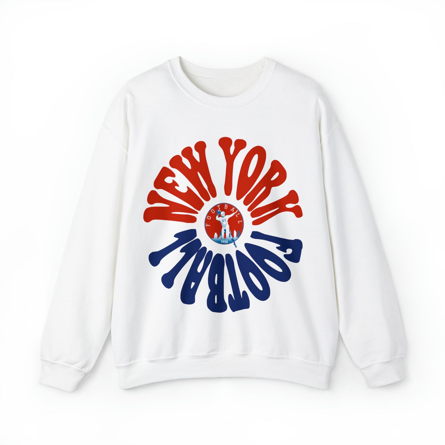 Navy Retro New York Giants Football Sweatshirt - Hippy Style Football Crewneck - Men's & Women's Football Apparel