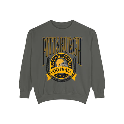 Comfort Colors - Pittsburgh Steelers Football Crewneck NFL Sweatshirt - Yellow and Black - Design 1