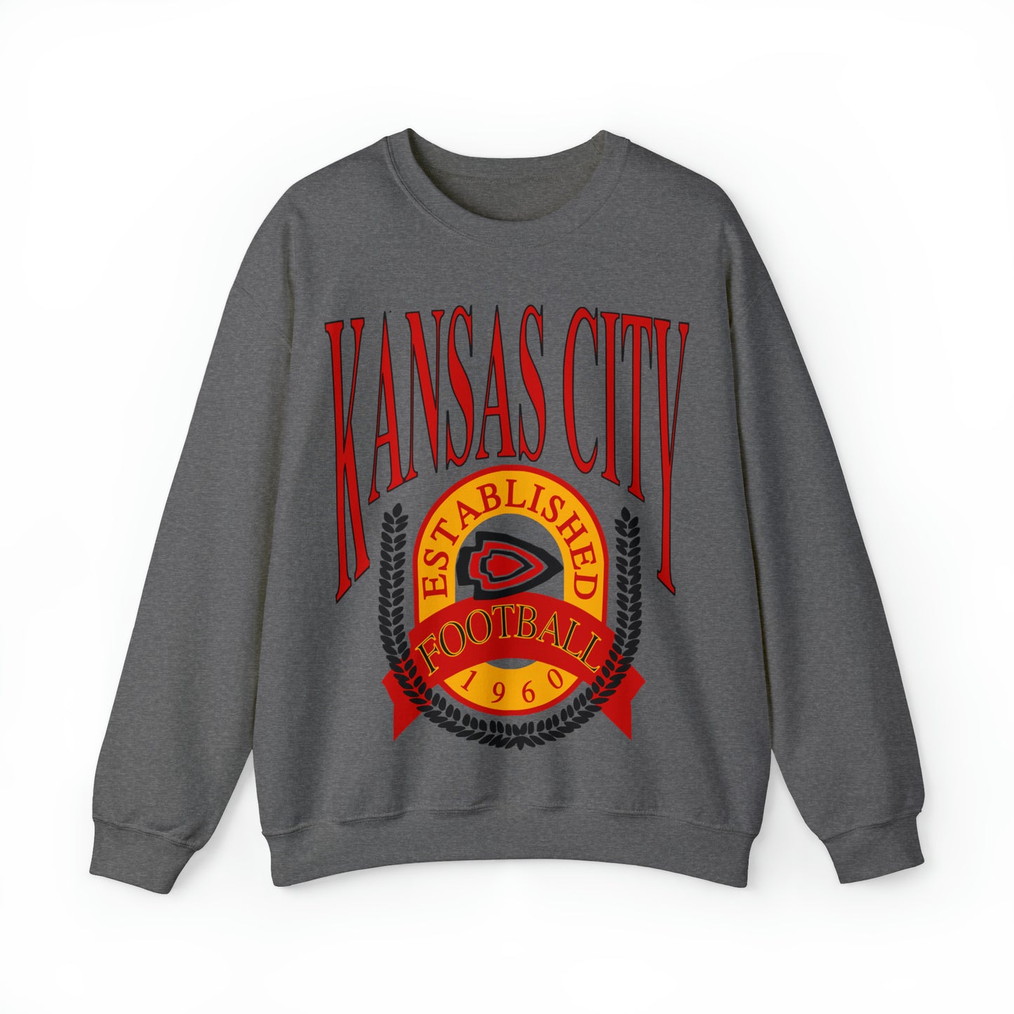 Vintage Kansas City Chiefs Sweatshirt - Retro NFL Football Chiefs Oversized Crewneck - Black Yellow Red - Design 1