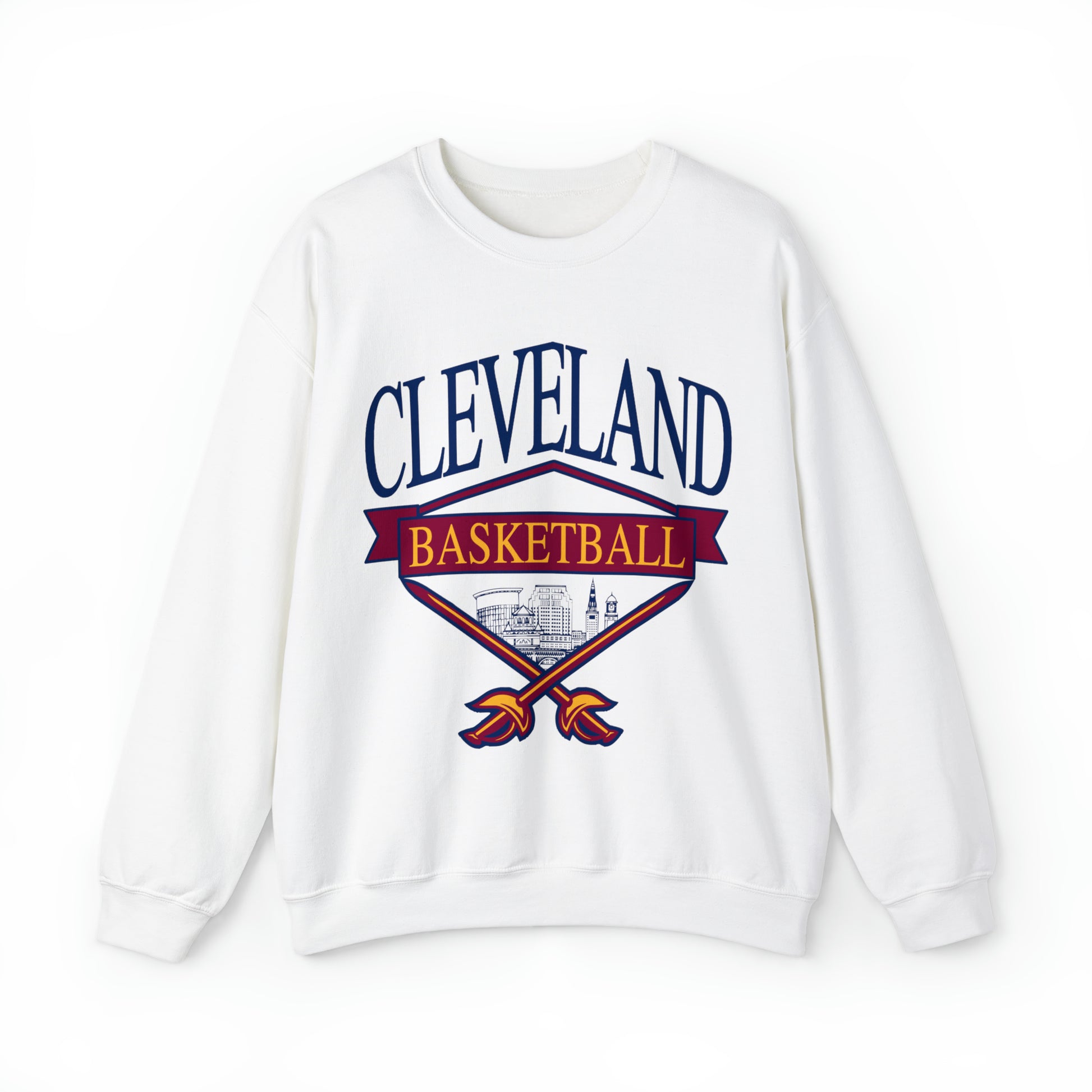 Vintage Cleveland Cavaliers Sweatshirt - Wine and Gold - Vintage Style Basketball Crewneck - Men's & Women's Retro Ohio Apparel