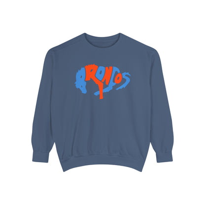Comfort Colors Denver Broncos Crewneck Sweatshirt - Vintage Colorado Football Men's & Women's - Design 3