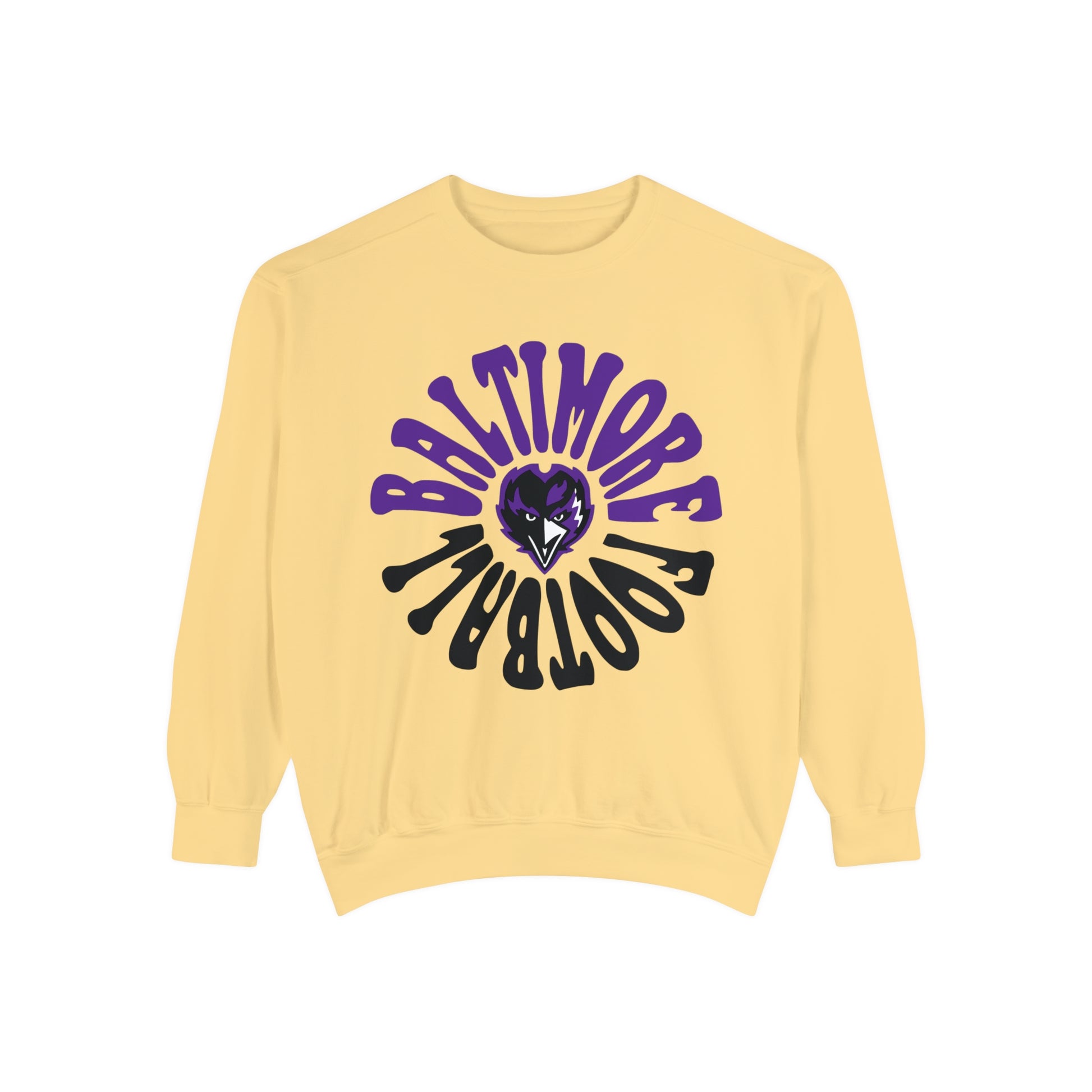 Purple Baltimore Ravens Crewneck Sweatshirt - Comfort Colors NFL Football  - Sweatshirt - Purple & Gray - Design 2