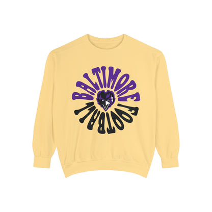 Purple Baltimore Ravens Crewneck Sweatshirt - Comfort Colors NFL Football  - Sweatshirt - Purple & Gray - Design 2