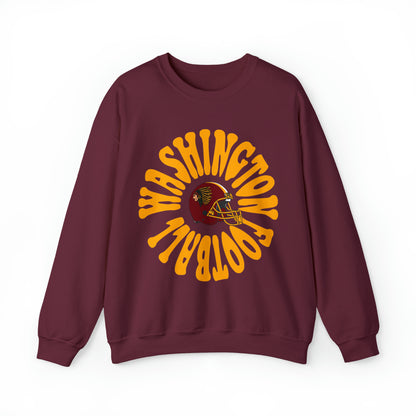 Hippy Style Washington Redskins Football Crewneck - Vintage Football Sweatshirt - Retro Commanders 70's, 80's, 90's - Design 2