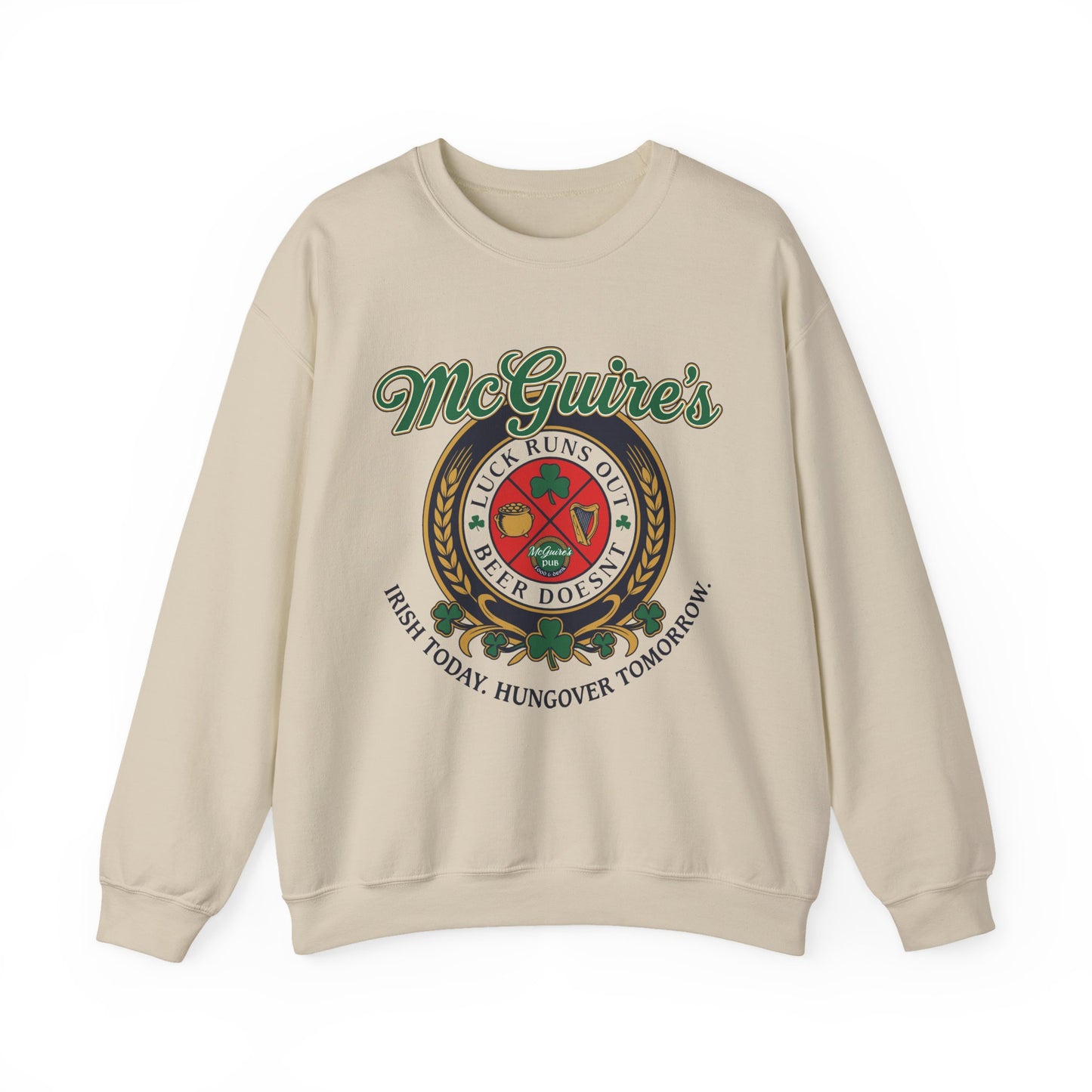 Men''s Unisex McGuire's Pub Sweatshirt — Vintage Logo Irish Pub St. Patrick's Day Crewneck