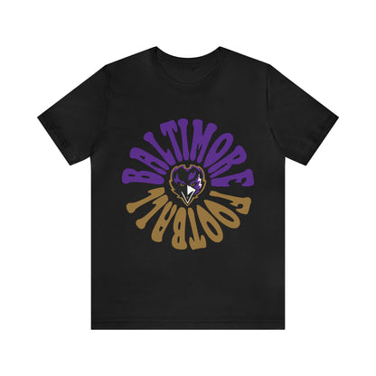 Hippy Baltimore Ravens T-Shirt - Vintage NFL Football Short Sleeve Style Tee - Retro Men's & Women's T-Shirt - Design 2