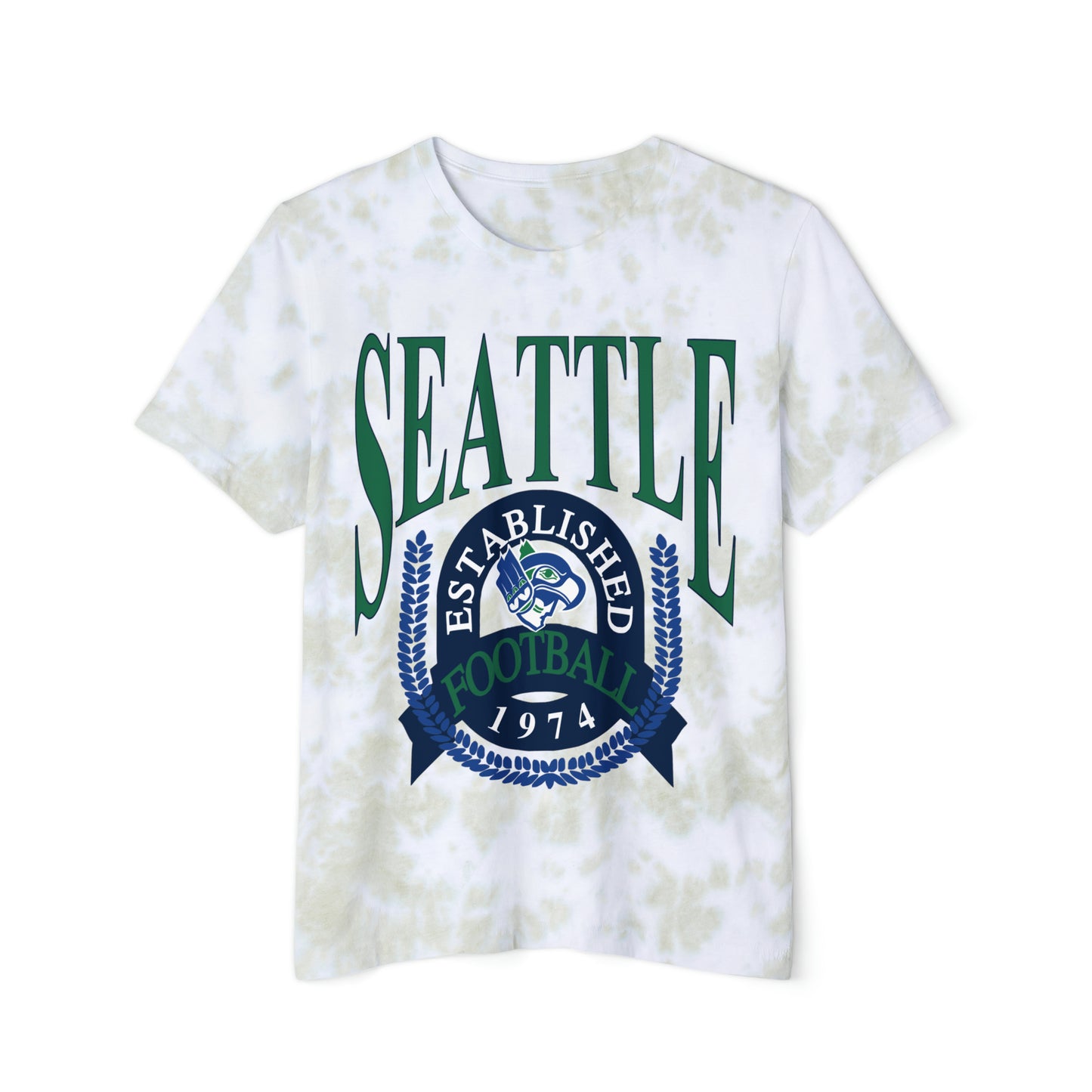 Tie Dye Throwback Vintage Seattle Seahawks Short Sleeve T-Shirt - Vintage Style Football Tee - Design 1
