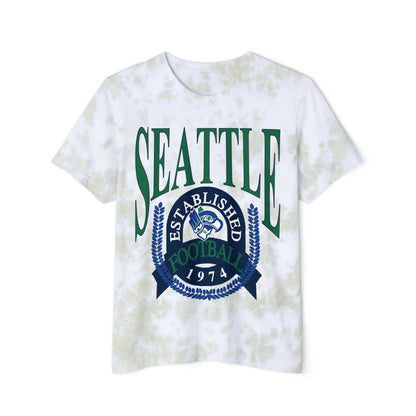 Tie Dye Throwback Vintage Seattle Seahawks Short Sleeve T-Shirt - Vintage Style Football Tee - Design 1