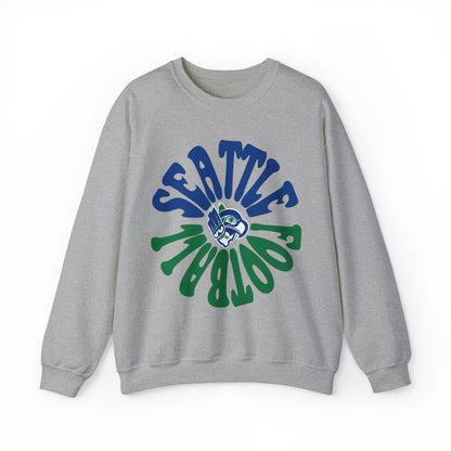 Hippy Retro Seattle Seahawks Sweatshirt - Vintage Style Football Crewneck - Men's & Women's Retro Apparel - Design 2