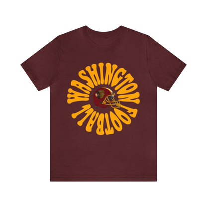 Hippy Style Washington Redskins Short Sleeve T-Shirt - Vintage Football Tee - Retro Commanders 70's, 80's, 90's - Design 2