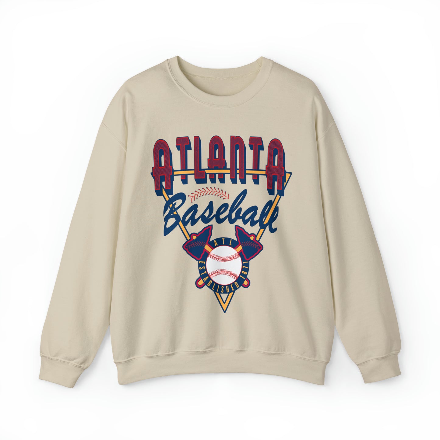 Retro Atlanta Baseball Sweatshirt - Vintage Style MLB Crewneck - Men's & Women's Baseball Apparel